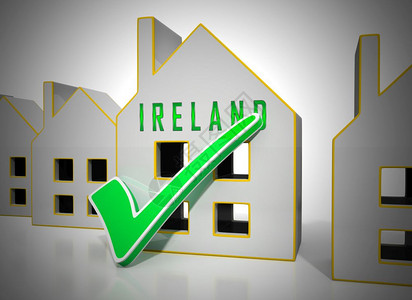 爱尔兰房地产权象征物房屋购买或出租房主和投资者Eire不动产3d说明图片