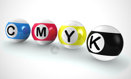 CMYK用于4种彩色印刷和文字在厂出版和3D插图图片