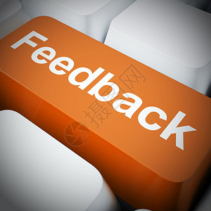 反馈概念图标意味着提供批评或价等答复对产品或服务的意见评估3d插图回馈蓝显示观点和调查中的计算机键反馈背景图片