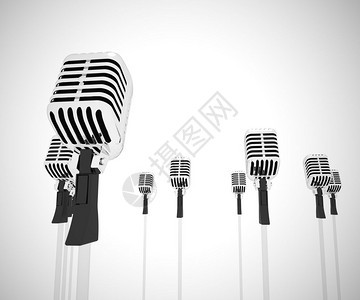 麦克风代表像歌手一样的扩音器和表演者Vocalist或语音制作者卡拉OK3d插图背景图片