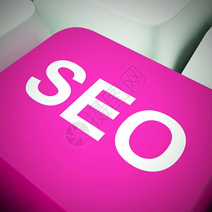 SEO概念图标是指搜索引擎对网站流量的优化在线促销排名和改进售3d插图SEO计算机键在蓝显示互联网营销和优化中图片