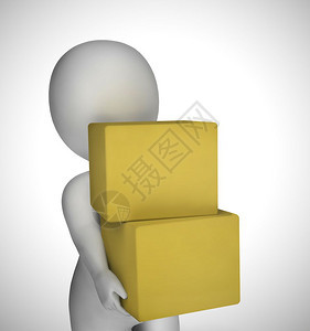包裹或件交付说明邮政服务或货物的分销交货产品的物流3个插图图片