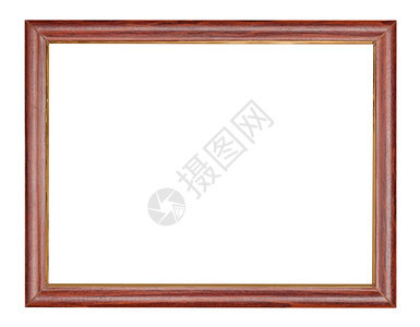白色背景上隔离的切出画布空棕色木框图片