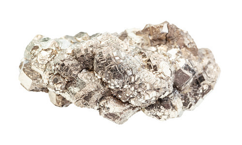 地质采集的自然矿物样本封存白色背景上孤立的粗晶石Marcasite岩背景图片