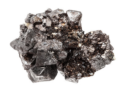 地质采集的自然矿物样本封存白底孤立的原晶石磁铁矿背景图片