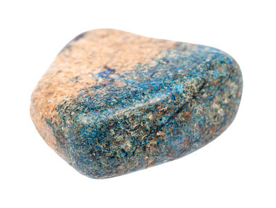 地质采集的天然矿物样本封闭白色背景中分离的抛光Azurite切塞利石宝图片