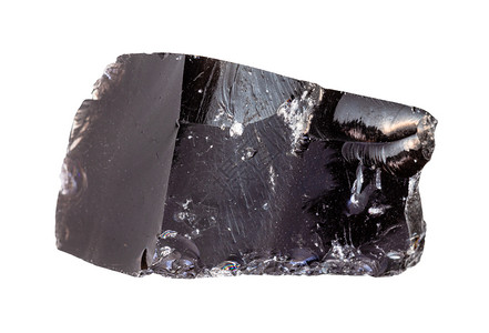地质采集的天然矿物样本封存白色背景的粗糙奥比迪亚火山玻璃岩石图片