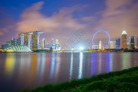 地标城市景观弹幕新加坡首都MarinaBarbarage的夜景天际新加坡城市线码头高清图片素材