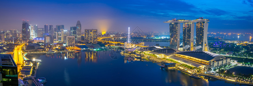 新加坡城市海湾夜景风光图片