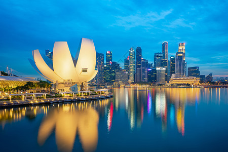 新加坡城市建筑夜景亚洲高清图片素材