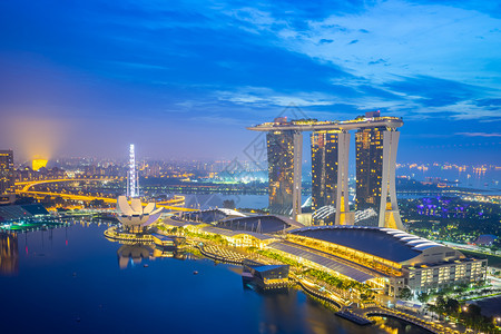 新加坡城市建筑夜景建筑物高清图片素材