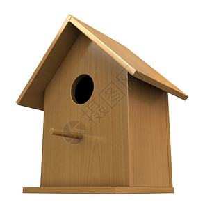 洞3d由白色背景隔离的木鸟屋制成家户外图片
