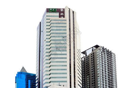 现代的中央2014年5月7日现代建筑中心城曼谷是白色背景的房地产商业外观财图片