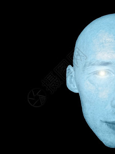 蓝半面脸人眼光闪耀的双飞碟外星人蓝色的图片