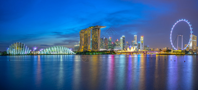 新加坡夜景城市风光建造高清图片素材