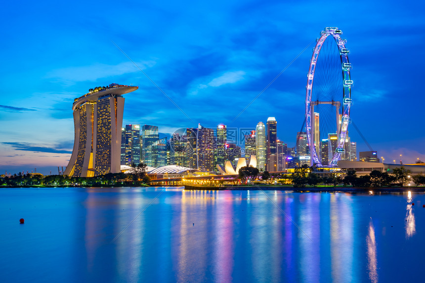 新加坡夜景城市风光