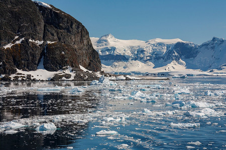 南极半岛上偏远海湾的南极洲冰偏僻的寒冷图片
