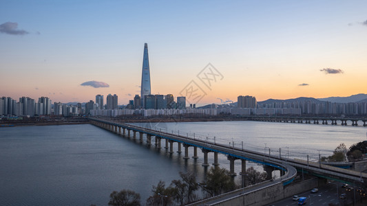 韩国地标汉江城市风光图片