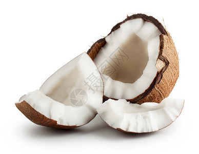 可食物白底孤立于的破碎生熟椰子新鲜图片