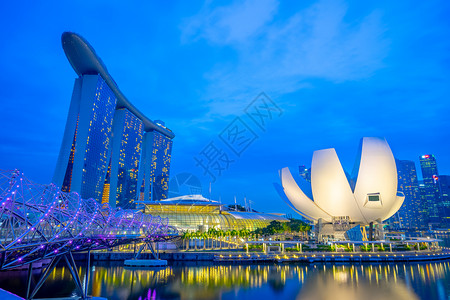 建筑物城市金沙新加坡2016年月23日晚间新加坡市Landmart大楼背景图片