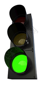 超过使成为3d将白色背景隔离的交通灯光转换成白色背景绿图片