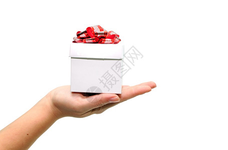 圣诞节手心里的礼物盒背景图片