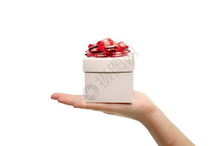 圣诞节手心里的礼物盒背景图片