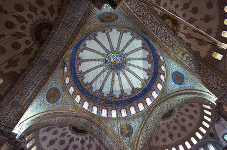 伊斯坦布尔建筑学旅行SultanAhmed清真寺的瓷砖细节图片