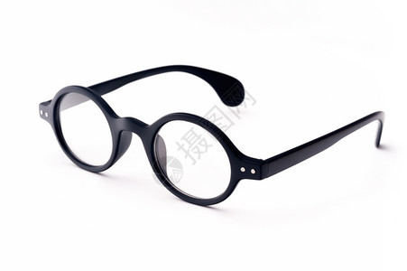 白色背景上隔离的旧式圆形黑色眼镜白背景上的旧式圆面黑眼镜片光学的黑色图片