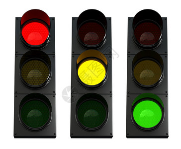 控制绿色规则3d将白色背景隔离的交通灯光转换成白色背景图片