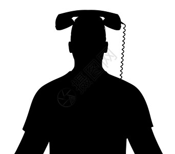 形象的黑色接收者说明一名男子头部有电话接收器的举例图片