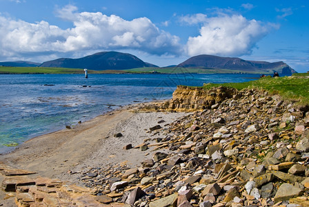 自然苏格兰人奥克尼岛大陆美丽风景的奥尔克尼岛大陆阳光图片