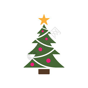 装饰假期与恒星隔离的圣诞节树图标简单的图片