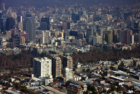 首都南美洲智利中部圣地亚哥市的高层景观中美洲南都会目的地图片