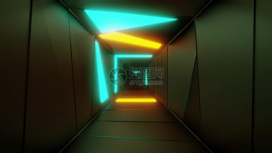 高度抽象的设计隧道走廊与发光的图案3d插壁纸背景无边的视觉隧道渲染艺术插图壁纸背景墙视觉的辉光图片