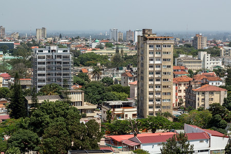 非洲旅游建筑学鸟瞰莫桑比克首都马普托市中心区图片
