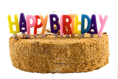 白背景上隔着彩蜡烛的生日蛋糕Name庆典快乐的趣背景图片