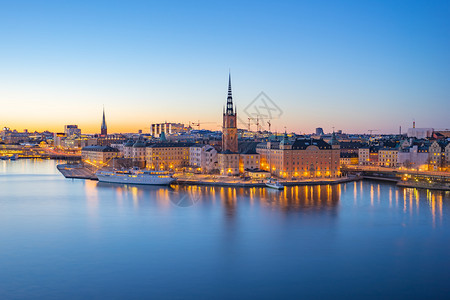 瑞典斯德哥尔摩市夜景图片