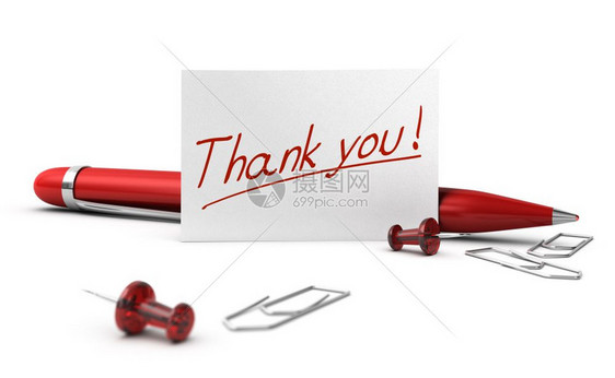 感谢您的手写笔缩图和纸剪贴片白色的3D送谢卡感您荣誉卡红色的供应信息图片