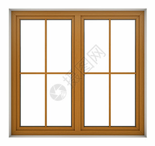 3d分离在白色背景上的木制窗框使成为家渲染图片