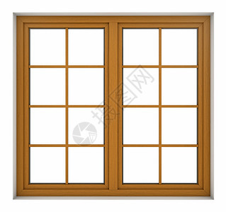 长方形空白的3d分离在白色背景上的木制窗框图片