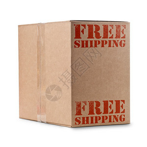 广告零售自由以红色写成的免费运输装箱纸图片