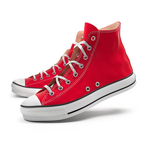 鞋类白色背景上孤立的红运动鞋时尚训练图片