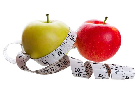 吃健康饮食和体重减少概念形象在白色背景上拍照片重量节食图片