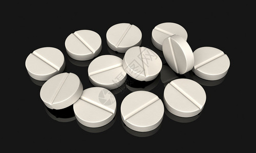 反光的3d以黑色反射背景投放的药丸抗生素止痛图片