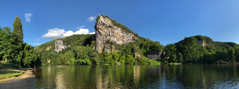 风景优美岩石法国新阿quitaine地区多尔德涅河的风景旅行图片