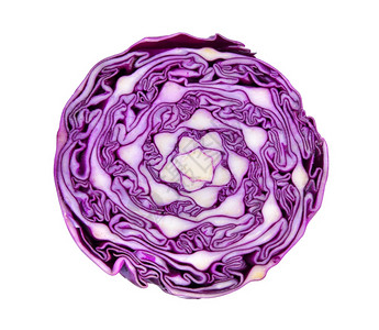 紫色肌理蔬菜食物素主义者半紫色卷心菜白底隔离背景