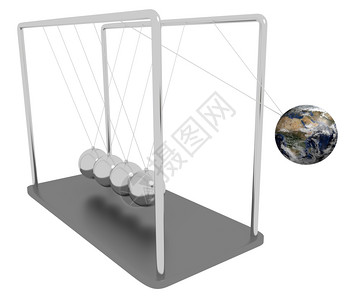 插图更换以行星地球取代的体之一显示牛顿斯摇篮NewtonsCradle桌面图片