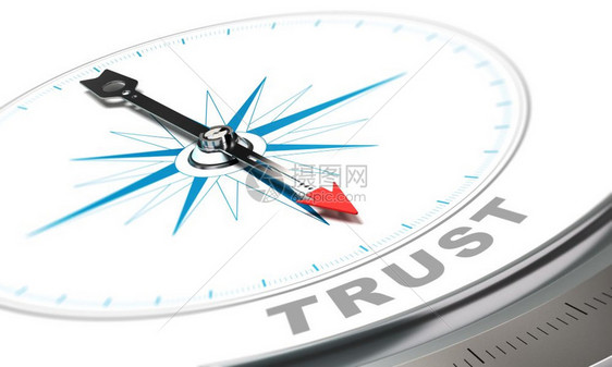 罗盘单词指南针向信任一词白色背景上的信心概念商业任依赖图片