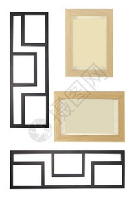 空的海报剪裁黑色和木形图画框架与剪切路径隔离图片